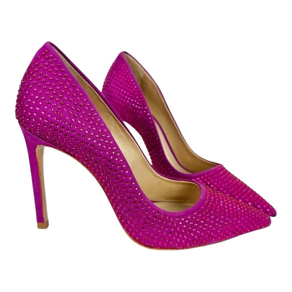 💜 Schutz Lou Crystal Nubuck Suede Pumps | Size 8.5 - Excellent Condition 💎 - Picture 2 of 6